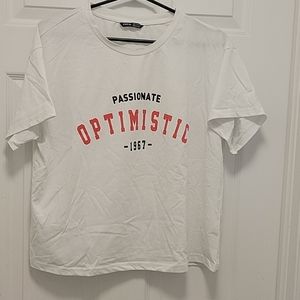 White 'Passionate Optimistic'  tshirt